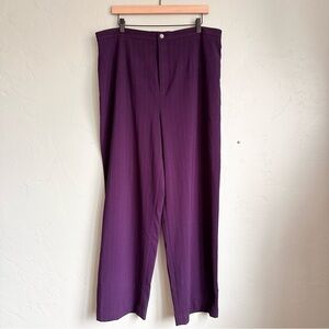 Bob Mackie Wearable Art Women’s Purple Pinstripe Wide Leg Trousers Pants XL EUC